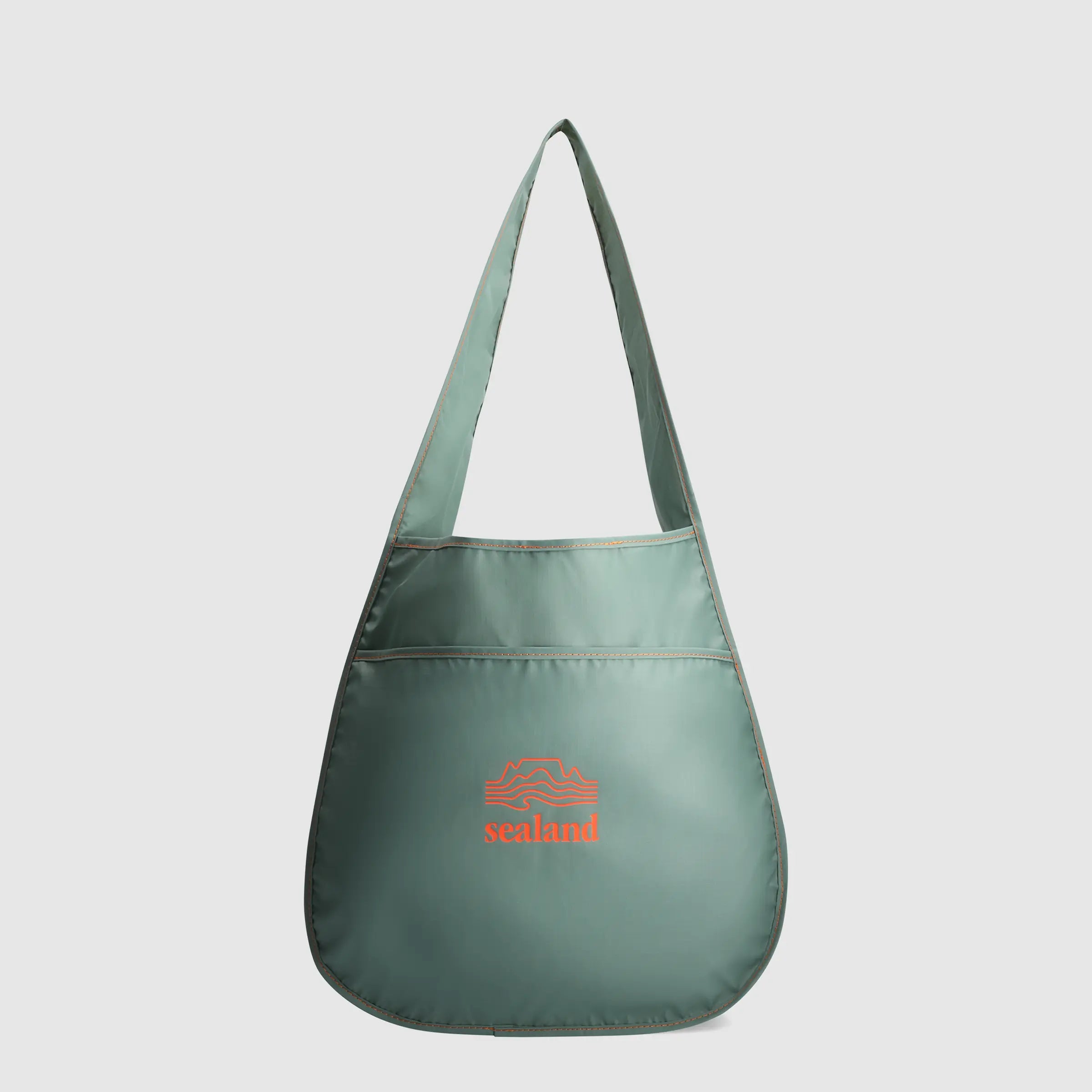 Recycled Shopper Bag - Green shoulder bag with an orange Sealand logo