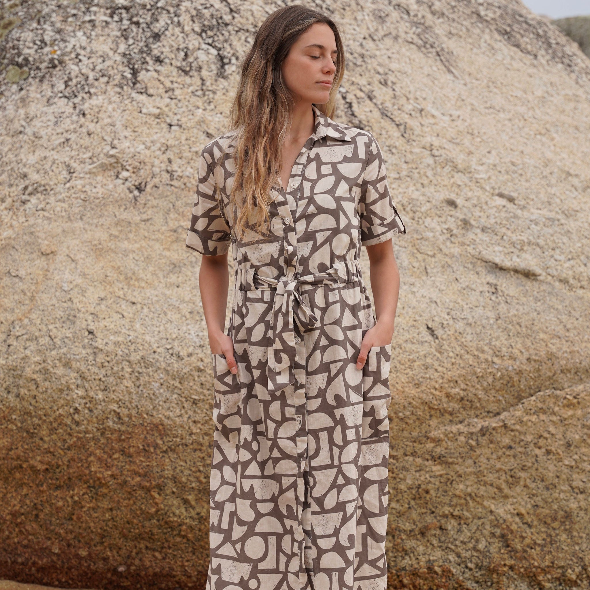 Women's Geo Design Shirt Dress