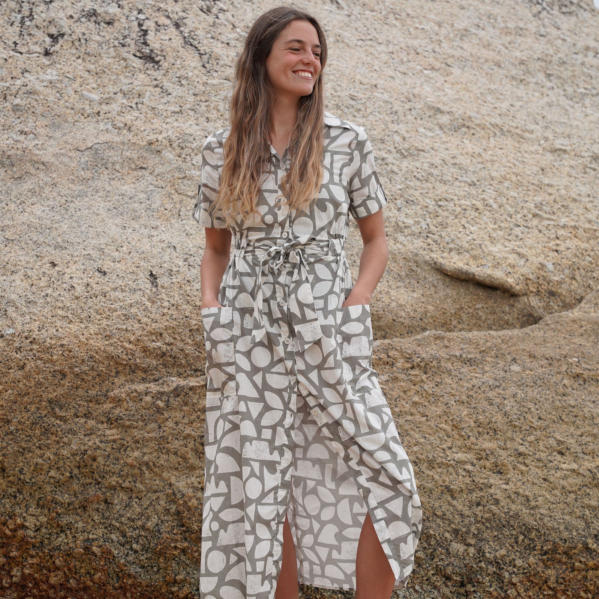Women's Geo Design Shirt Dress