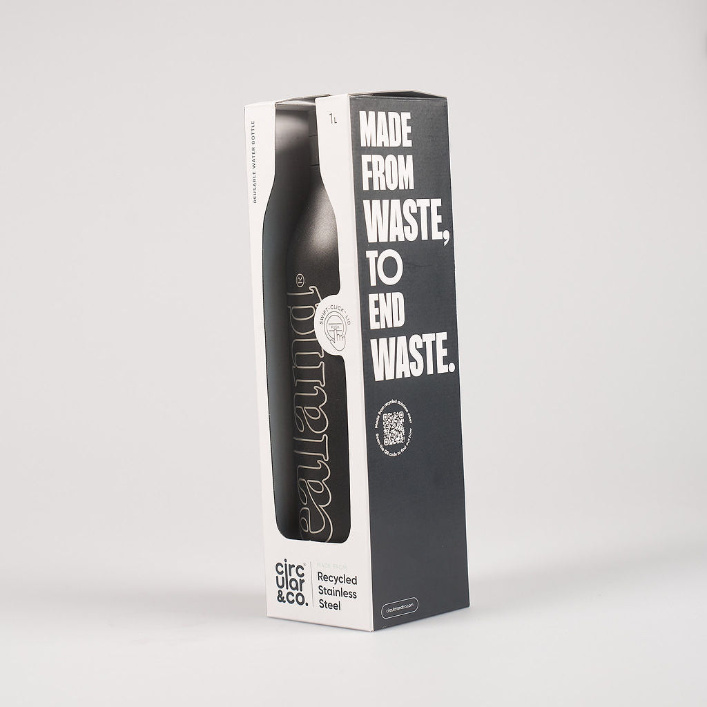Circular&Co x Sealand 1L insulated water bottle in recycled stainless steel with click lid