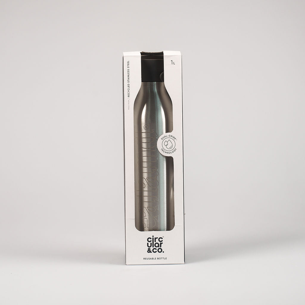 Circular&Co x Sealand 1L insulated water bottle in recycled stainless steel with click lid