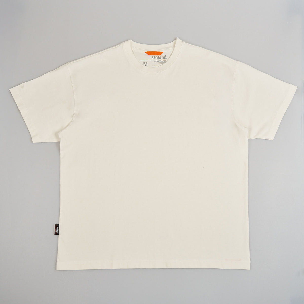 Sealand men's oversized boxy tee in pure white BCI cotton with sleeve branding